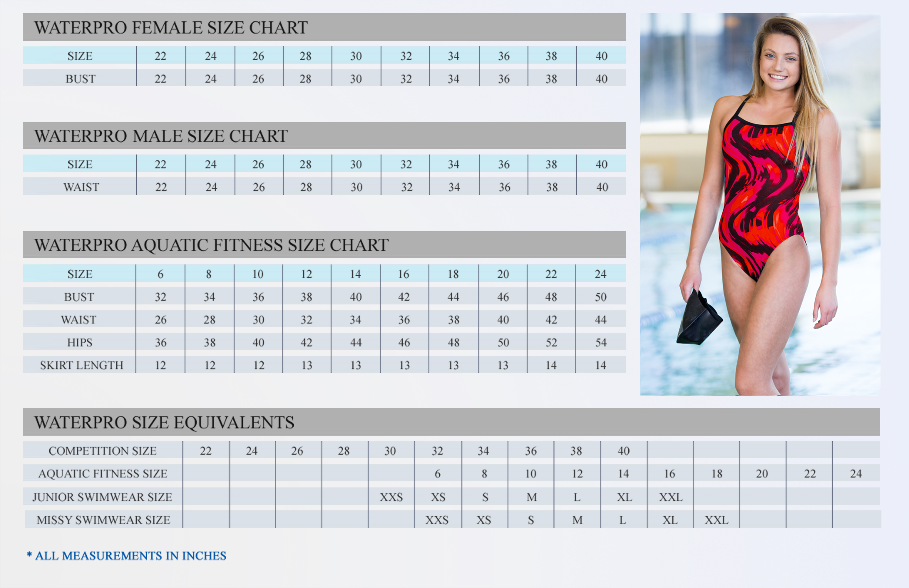 Female Swimsuit Size Chart